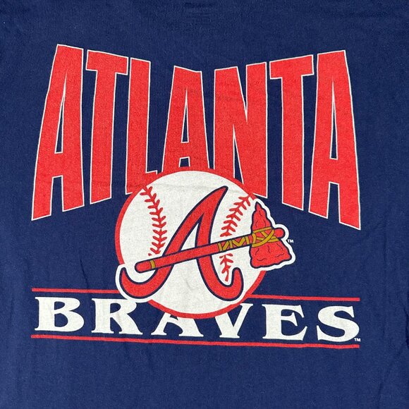Atlanta Braves Tailgate Mens XL Blue Graphic Short Sleeve Crew Neck Tee T-shirt - Picture 1 of 8